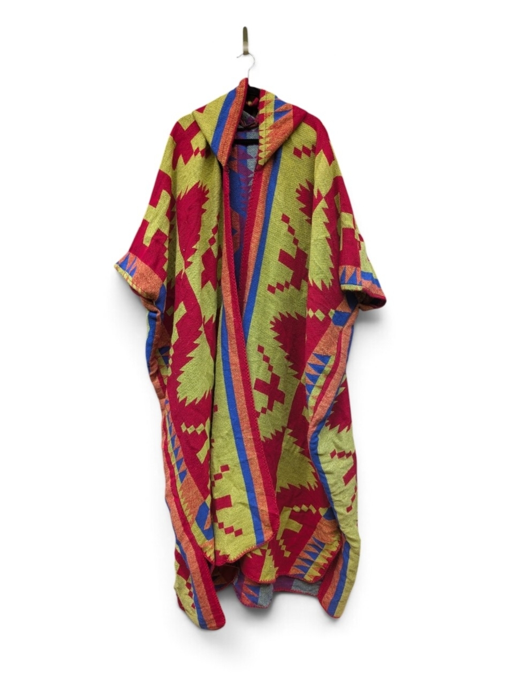 Aztec-Print Open Poncho Cape